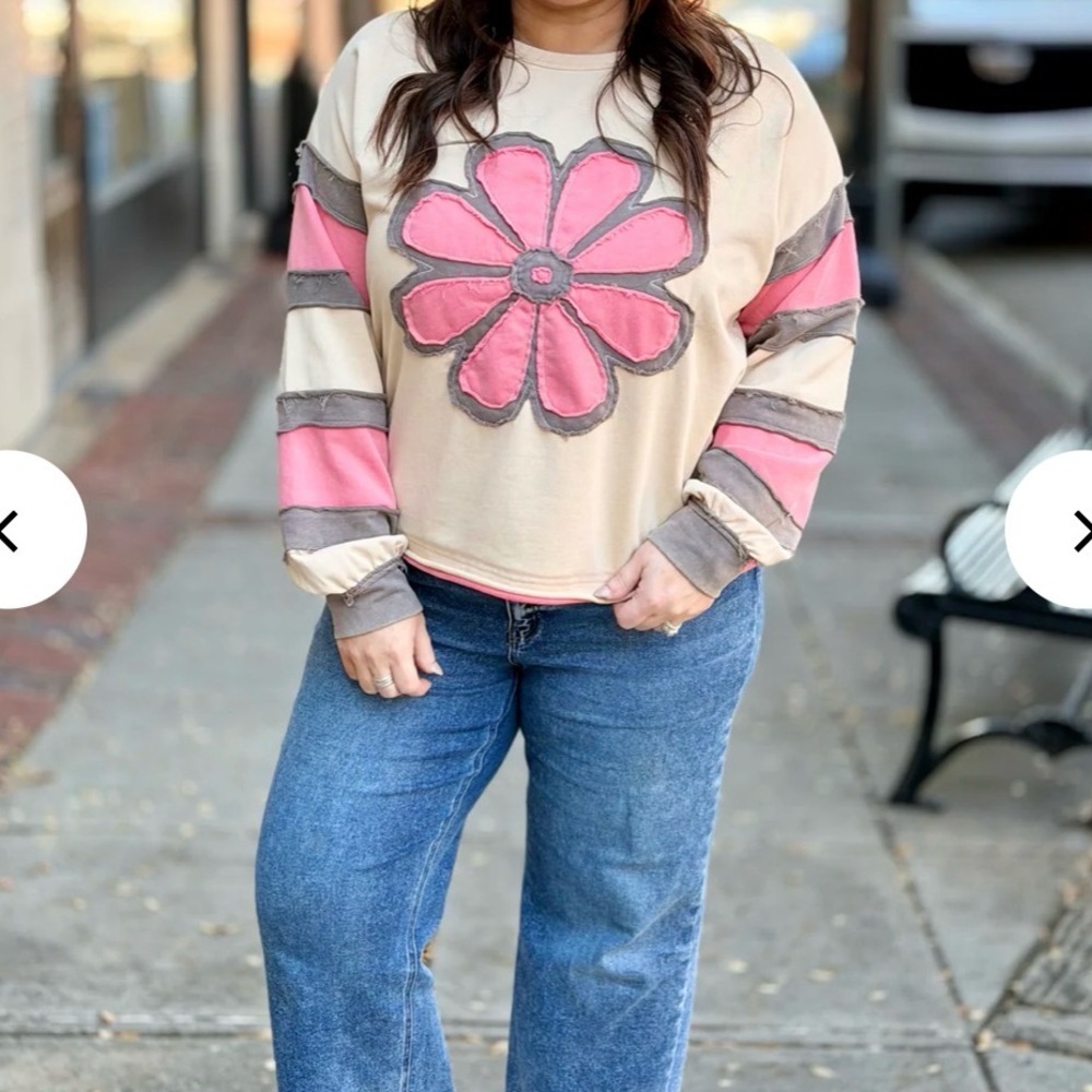 Boho oversized flower patchwork women’s sweatshir… - image 1